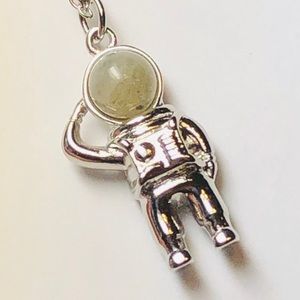 925 Sterling Silver Astronaut Pendant with Quartz Helmet - Unisex!